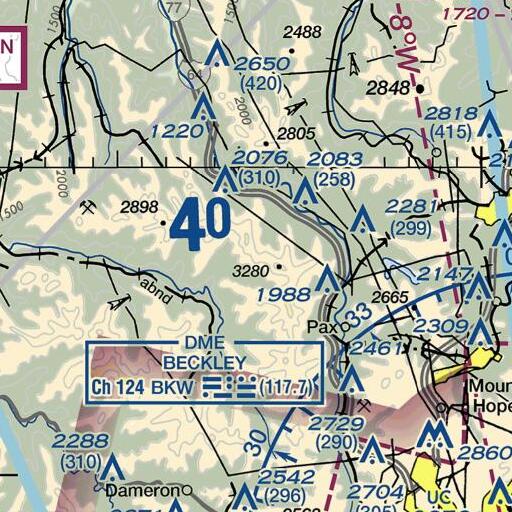 FAA VFR chart of Paint Mountain, WV