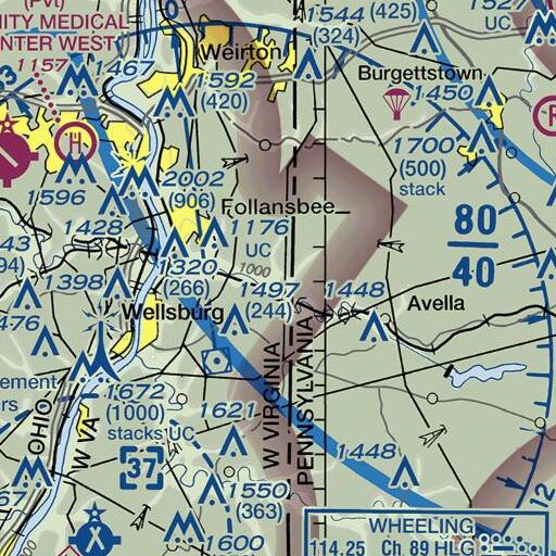 FAA VFR chart of Parmar Run, WV