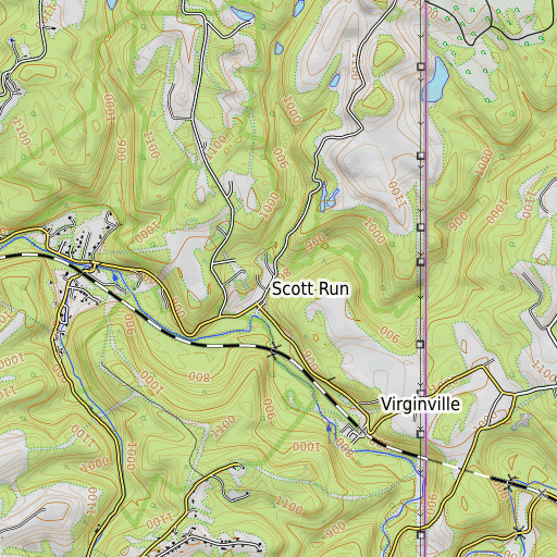 OpenTopoMap map of Parmar Run, WV