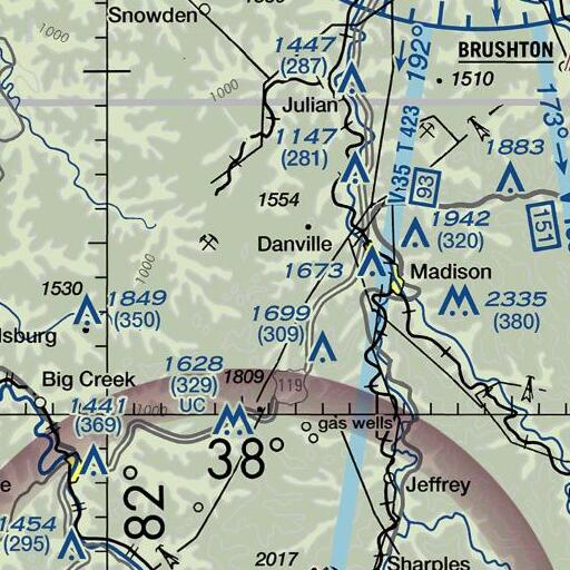 FAA VFR chart of Pigeonroost Fork, WV