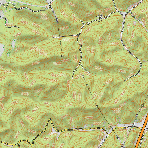 OpenTopoMap map of Pigeonroost Fork, WV