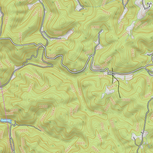 OpenTopoMap map of Right Fork Spruce Fork, WV