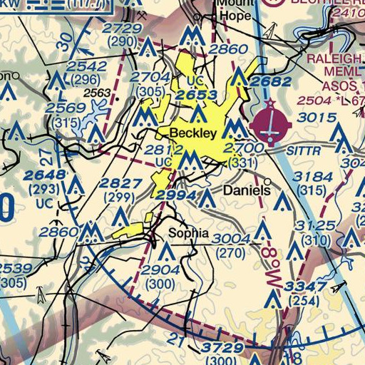 FAA VFR chart of Rock Branch, WV