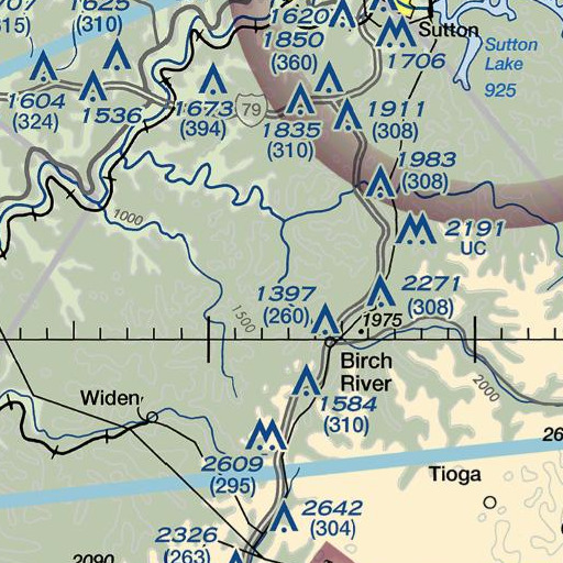 FAA VFR chart of Slabcamp Run, WV