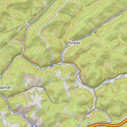 OpenTopoMap map of Sleepcamp Run, WV