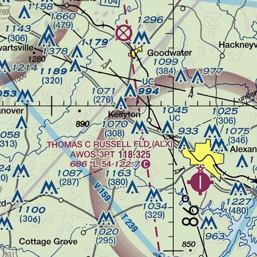 FAA VFR chart of Cat Creek, AL