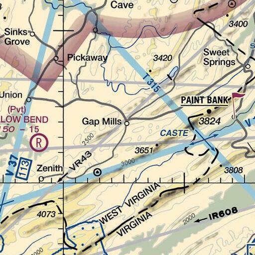 FAA VFR chart of Back Creek, WV