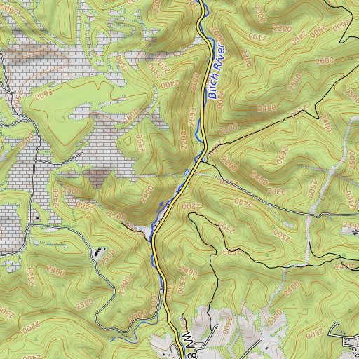 OpenTopoMap map of Coal Hollow, WV