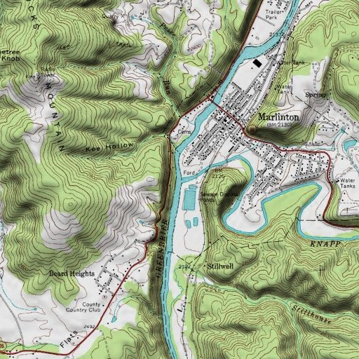 USGS 24K topo map of Knapp Creek, WV
