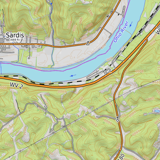 OpenTopoMap map of Lively Run, WV