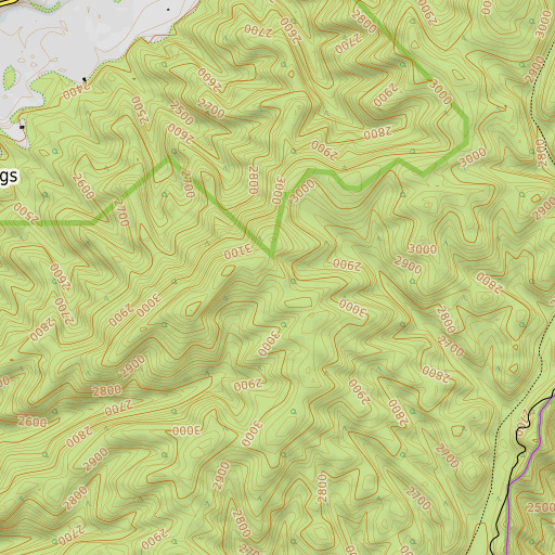 OpenTopoMap map of Lockridge Mountain Trail, WV