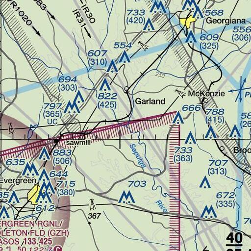 FAA VFR chart of Persimmon Creek, AL