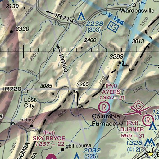 FAA VFR chart of Long Mountain, WV