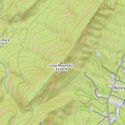OpenTopoMap map of Long Mountain, WV