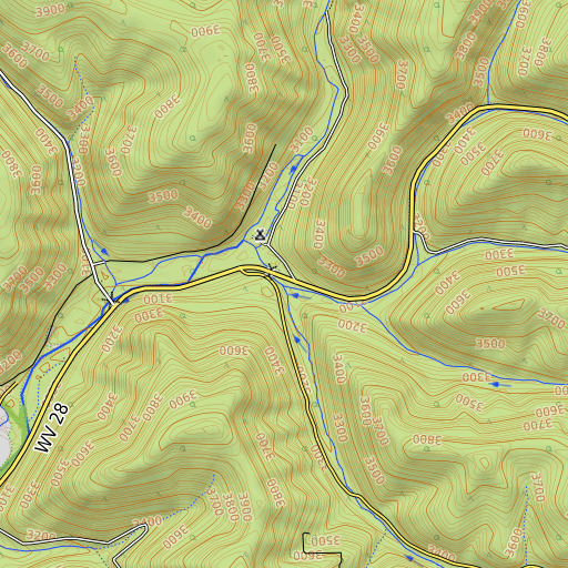 OpenTopoMap map of Long Run, WV