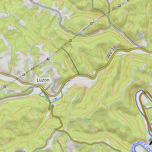 OpenTopoMap map of Long Run, WV
