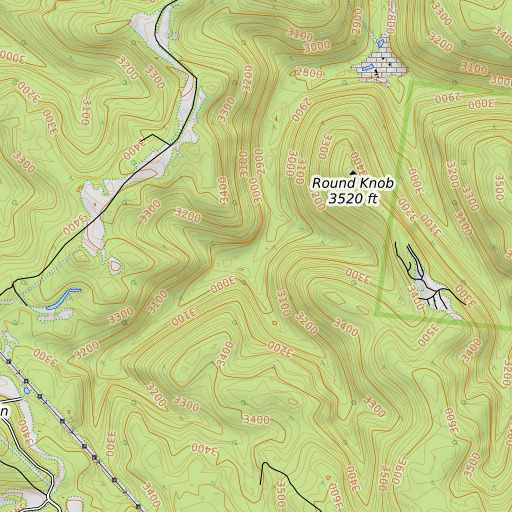 OpenTopoMap map of Long Run, WV