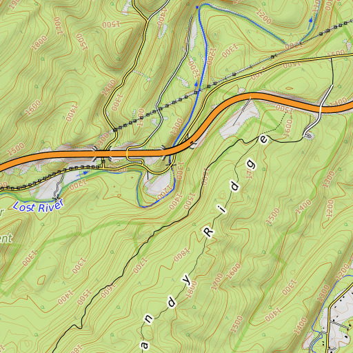 OpenTopoMap map of Lost River, WV