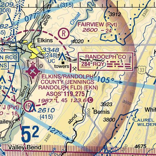FAA VFR chart of Mashey Gap, WV