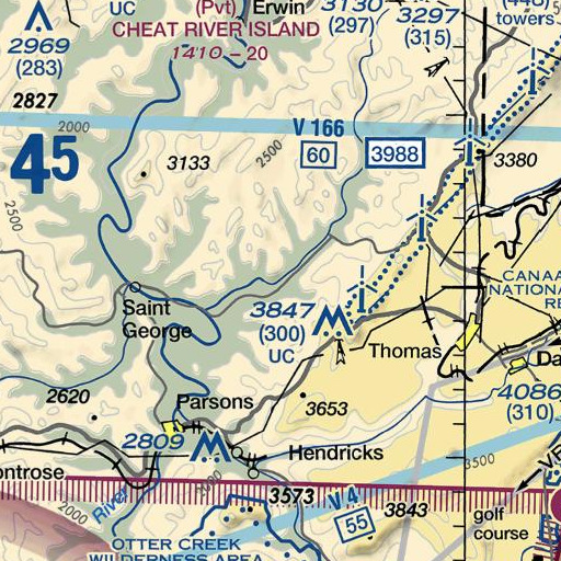 FAA VFR chart of Maxwell Run, WV