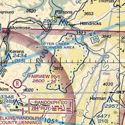 FAA VFR chart of Moore Run Trail, WV