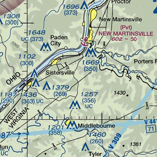 FAA VFR chart of Narrows Run, WV