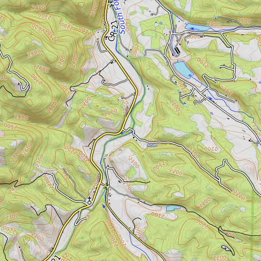 OpenTopoMap map of Panther Run, WV