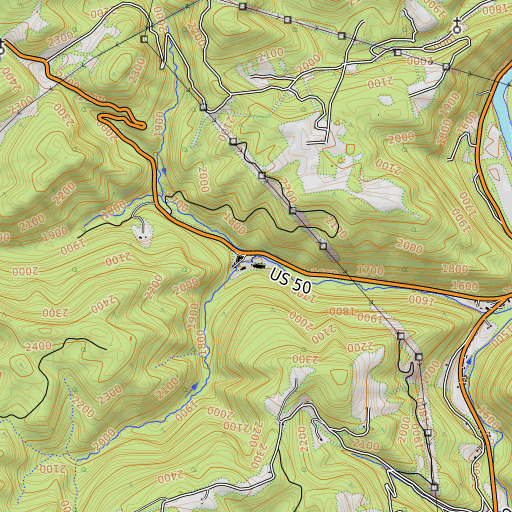 OpenTopoMap map of Pheasant Run, WV