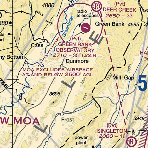 FAA VFR chart of Shock Run, WV