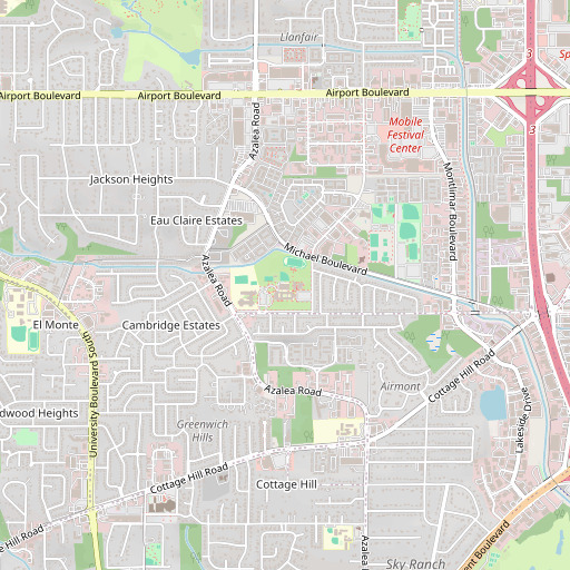 OpenStreetMap map of Azalea Middle School, AL