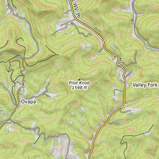 OpenTopoMap map of Pilot Knob, WV