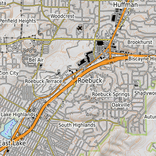 OpenTopoMap map of Interchange 133, AL