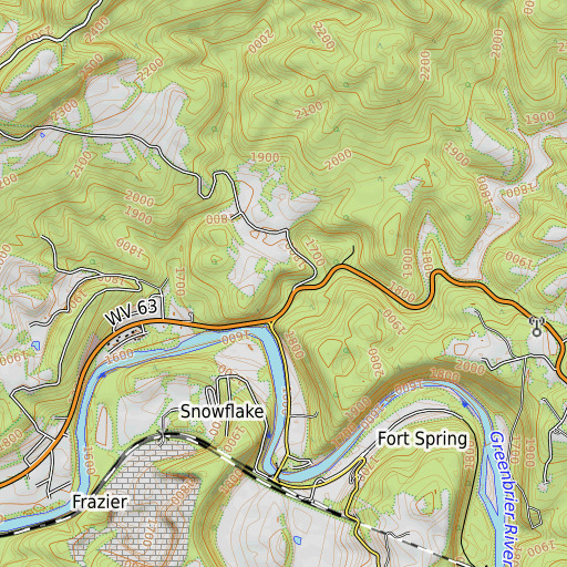 OpenTopoMap map of Davis Spring, WV