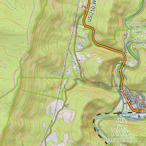 OpenTopoMap map of Early Spring, WV