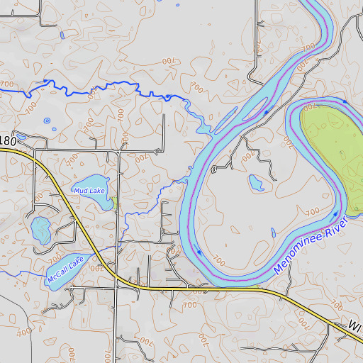 OpenTopoMap map of McCall Creek, WI