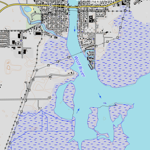 OpenTopoMap map of Quigleys Point, WI