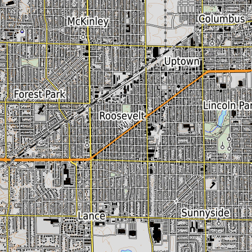 OpenTopoMap map of Roosevelt Elementary School, WI