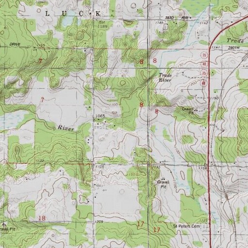 USGS 24K topo map of South Branch Trade River, WI