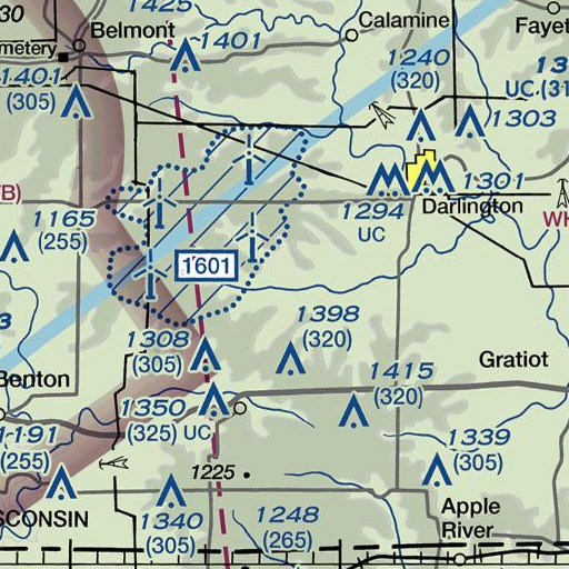 FAA VFR chart of South Fork Ames Branch, WI