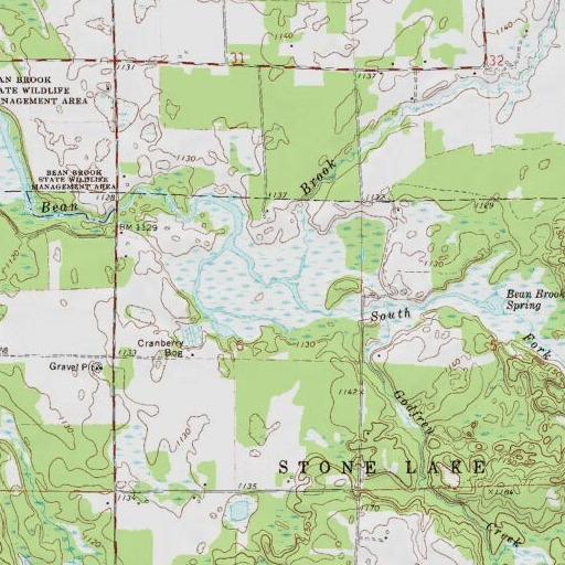 USGS 24K topo map of South Fork Bean Brook, WI