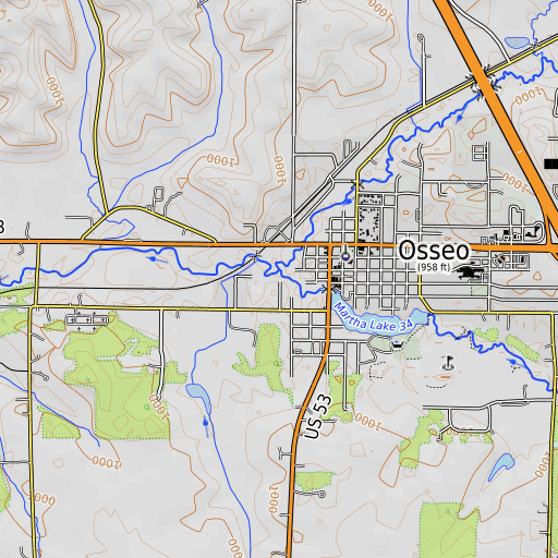 OpenTopoMap map of South Fork Buffalo River, WI