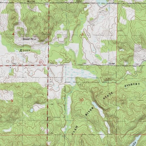 USGS 24K topo map of South Fork Clam River, WI