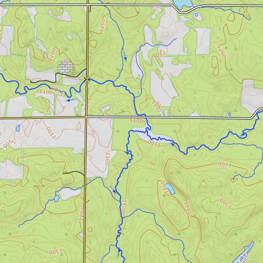OpenTopoMap map of South Fork Clam River, WI