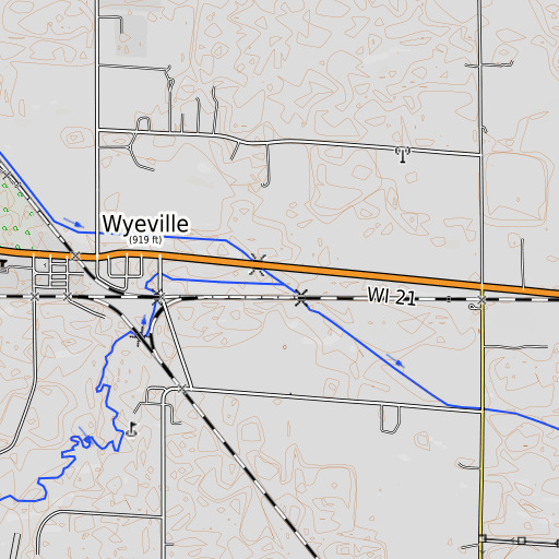 OpenTopoMap map of South Fork Lemonweir River, WI