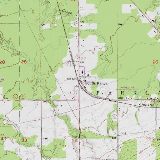 USGS 24K topo map of South Range, WI