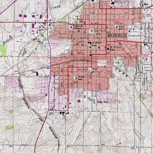 USGS 24K topo map of South School, WI