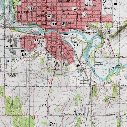 USGS 24K topo map of Al Behrman Elementary School, WI