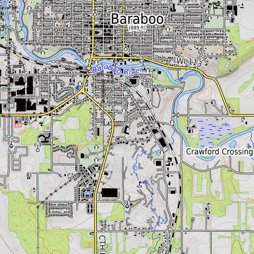 OpenTopoMap map of Al Behrman Elementary School, WI