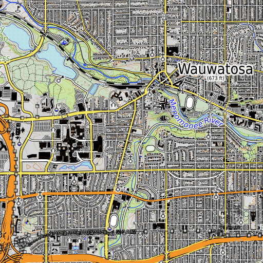 OpenTopoMap map of Wilson Elementary School, WI