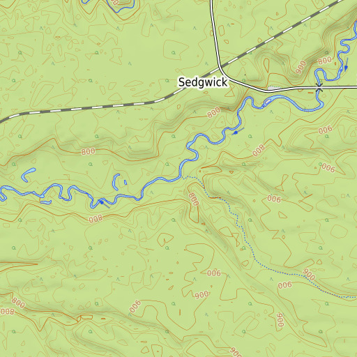OpenTopoMap map of Winks Creek, WI